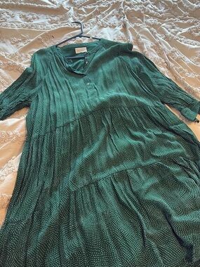 MELLODAY Green Polka Dot Midi Dress